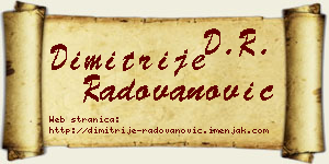 Dimitrije Radovanović vizit kartica